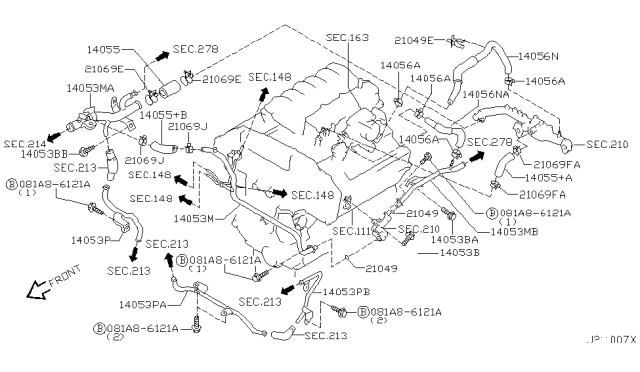 2002 Infiniti QX4 Water Hose & Piping Diagram 2