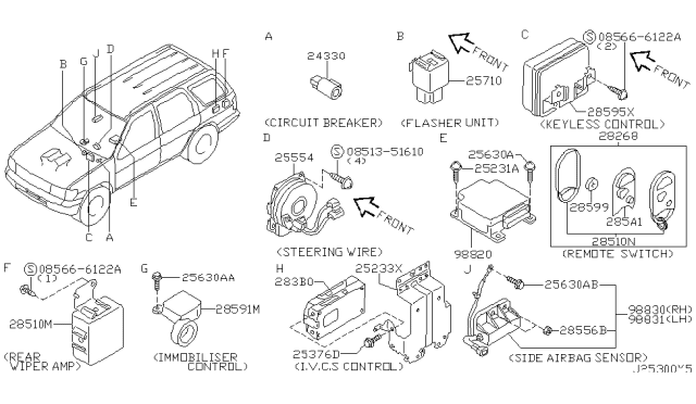 2000 Infiniti QX4 Switch Assy-Remote Control Diagram for 28268-2W610