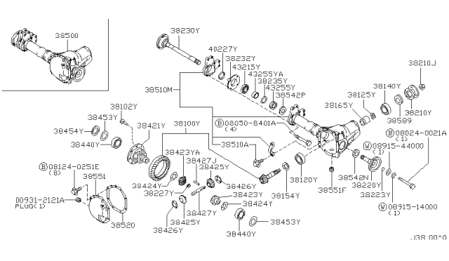 2003 Infiniti QX4 Gear Set-Final Drive Diagram for 38100-04W00