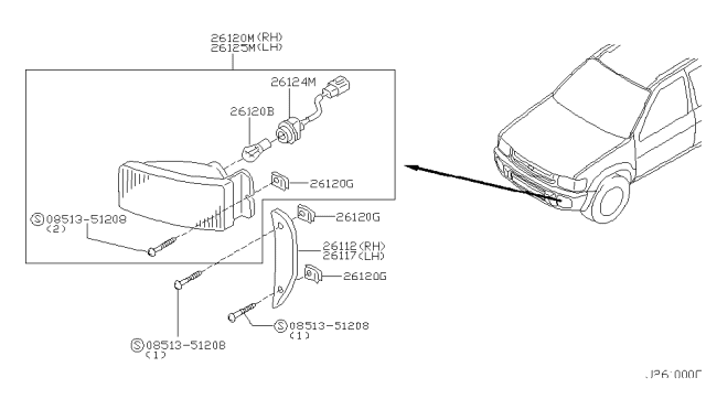 2001 Infiniti QX4 Front Combination Lamp Diagram