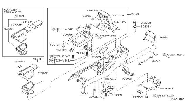 2001 Infiniti QX4 Console Box Diagram 1