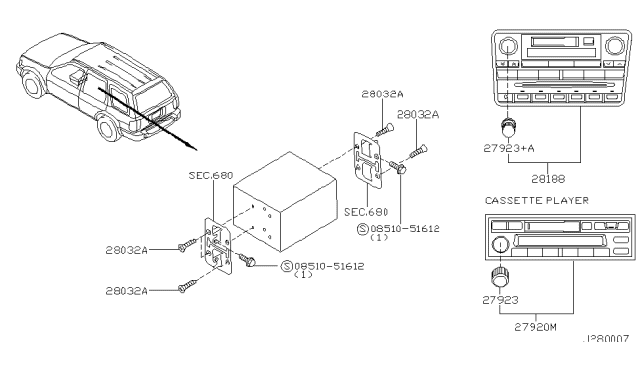 2001 Infiniti QX4 Volume Knob Diagram for 28043-5W500