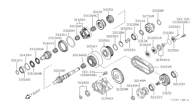 1999 Infiniti QX4 Transfer Gear Diagram 3