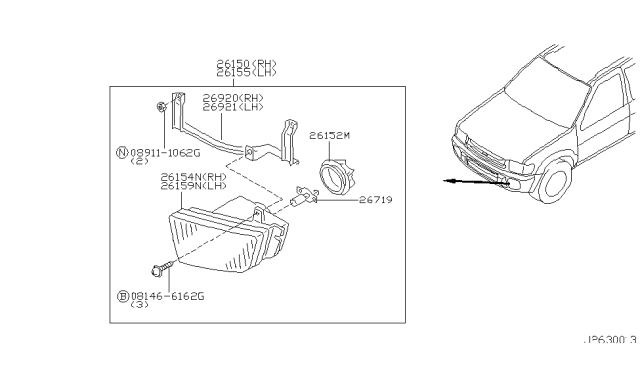 1999 Infiniti QX4 Fog,Daytime Running & Driving Lamp Diagram 2