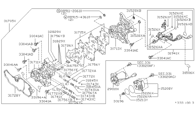 1999 Infiniti QX4 Transfer Shift Lever,Fork & Control Diagram 3