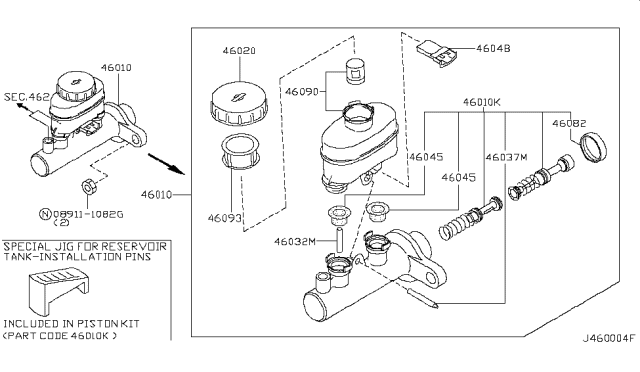 2002 Infiniti QX4 Brake Master Cylinder Diagram 1