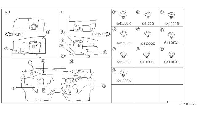 2001 Infiniti QX4 Hood Ledge & Fitting Diagram 2