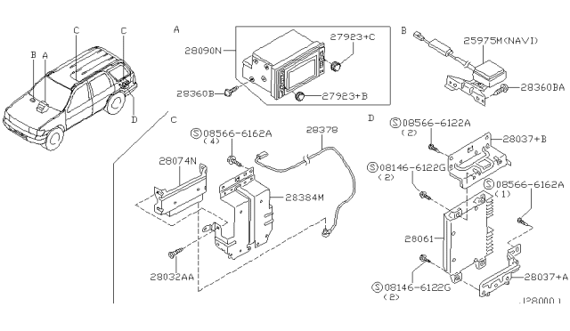 2001 Infiniti QX4 Display Assembly-Navigation Diagram for 28090-3W700