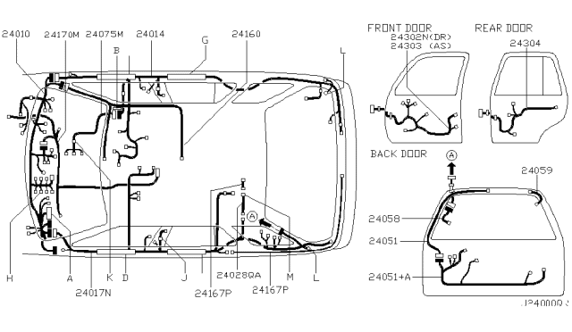 2001 Infiniti QX4 Harness Assembly-Main Diagram for 24010-5W662