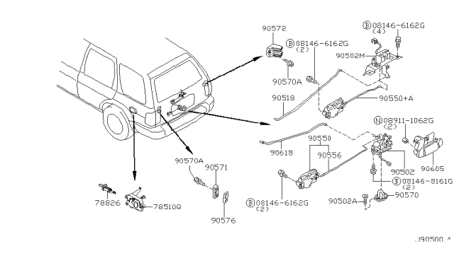 2001 Infiniti QX4 Lockassy-Backdoor Diagram for 90502-5W301