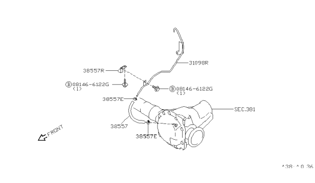 2001 Infiniti QX4 Breather Piping          (For FR Unit) Diagram 1