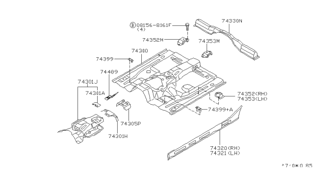 1997 Infiniti QX4 Floor Panel Diagram