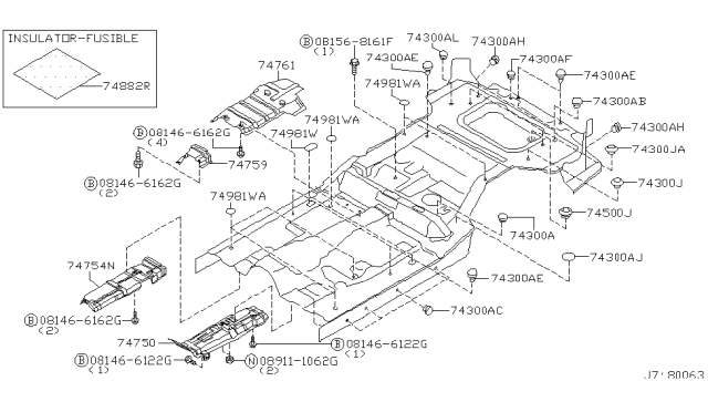 2002 Infiniti QX4 Floor Fitting Diagram 3