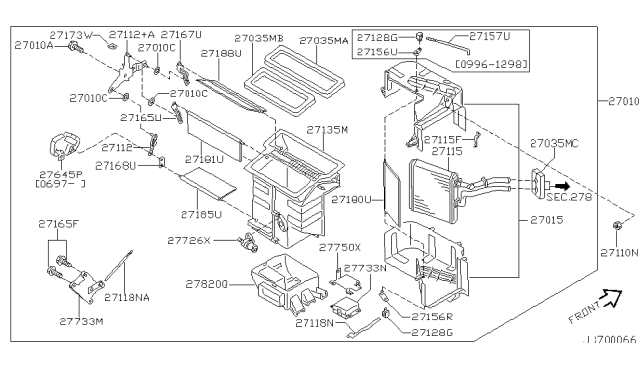 1998 Infiniti QX4 Duct Assembly-Vent Diagram for 27135-1W600