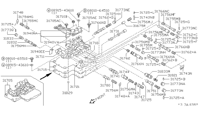 2002 Infiniti QX4 Plate-Separator Diagram for 31715-43X69