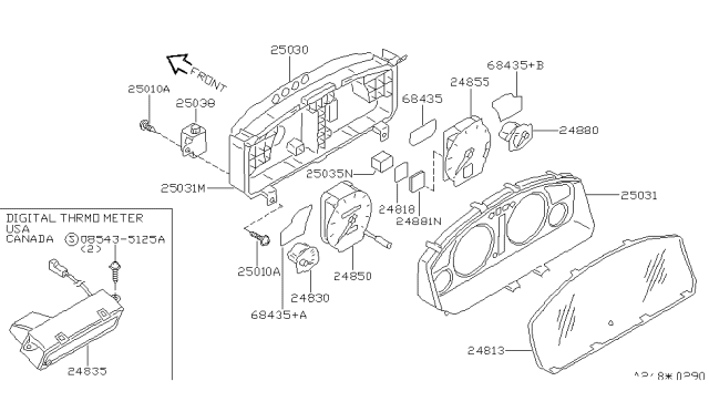 1998 Infiniti QX4 Housing-Meter Comb,Lower Diagram for 24811-1W700