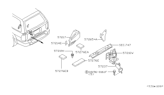 2002 Infiniti QX4 Protector-Spare Tire Diagram for 57229-0W001