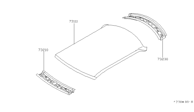 1996 Infiniti Q45 Roof Panel & Fitting Diagram