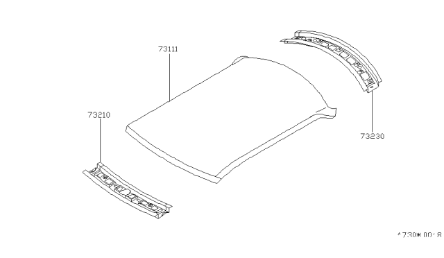 1995 Infiniti Q45 Rail-Front Roof Diagram for 73211-60U00