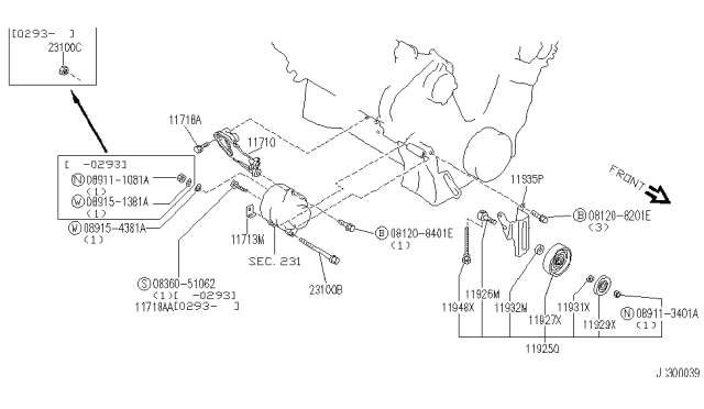 1995 Infiniti Q45 PULLEY Assembly-IDLER,ALTERNATOR Diagram for 11925-60U01