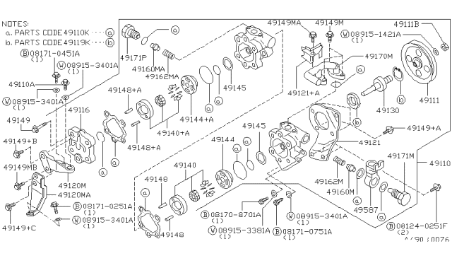 1995 Infiniti Q45 Bracket Assy-Power Steering Pump Diagram for 49122-63U20