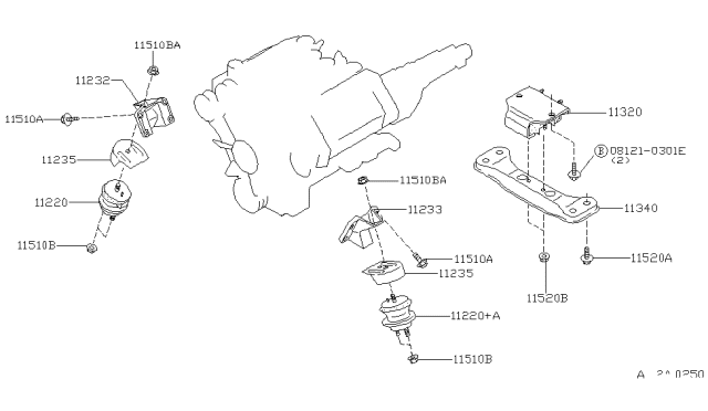 1992 Infiniti Q45 Engine & Transmission     Mounting Diagram