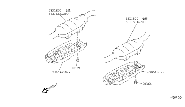 1995 Infiniti Q45 Lower Shelter Diagram for 20852-67U02