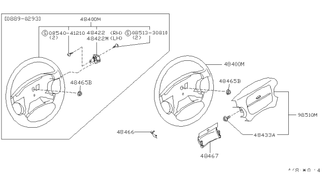 1994 Infiniti Q45 Horn Button LH Diagram for 48424-60U00