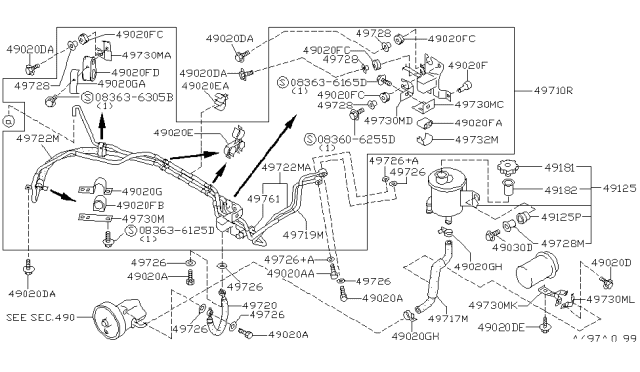 1995 Infiniti Q45 Filter Assembly-Pump Diagram for 49182-58S00