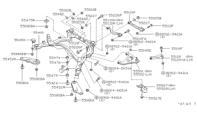 1996 Infiniti Q45 Link Assembly-Lower,Rear Suspension Diagram for 55110-60U01