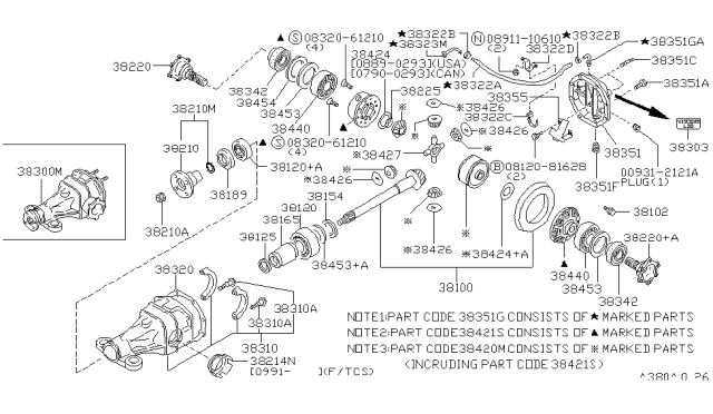 1994 Infiniti Q45 Washer Adjust Diagram for 38154-P6017