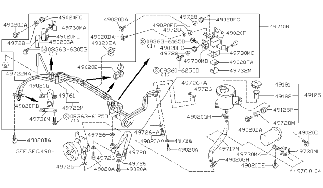 1994 Infiniti Q45 Power Steering Piping Diagram 8