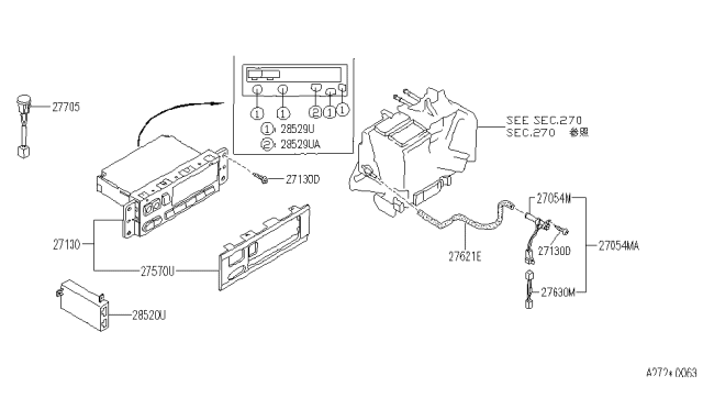 1992 Infiniti Q45 Control Assembly Diagram for 28525-60U04