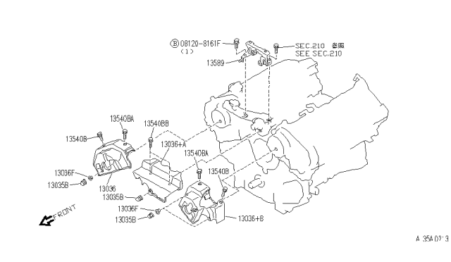 1994 Infiniti Q45 Cover-Front Diagram for 13587-64U13