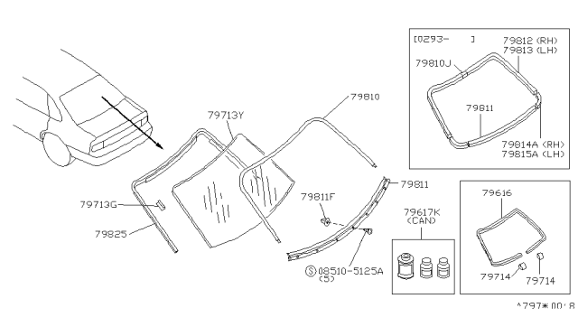 1993 Infiniti Q45 Spacer-Glass,A Diagram for 79714-91L00