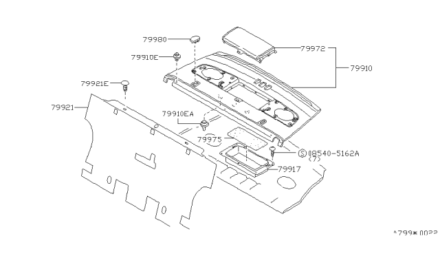 1991 Infiniti Q45 Finisher-Rear Parcel Shelf Diagram for 79910-60U13