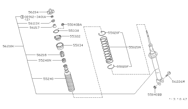 1995 Infiniti Q45 ABSORBER Shock Kit Diagram for 56210-68U25