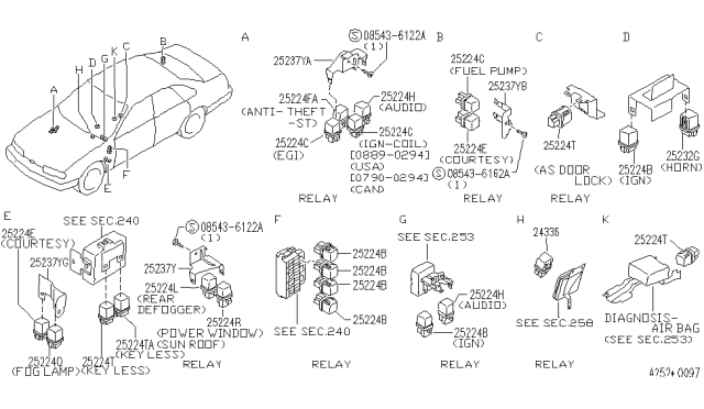 1996 Infiniti Q45 Bracket-Relay Diagram for 25238-60U11
