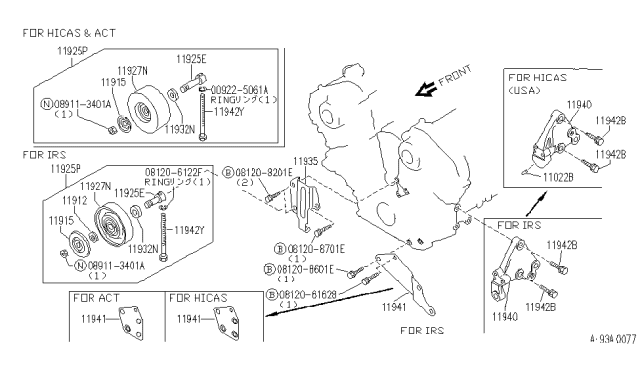 1990 Infiniti Q45 Bracket-Power Steering Oil Pump Diagram for 11940-60U00