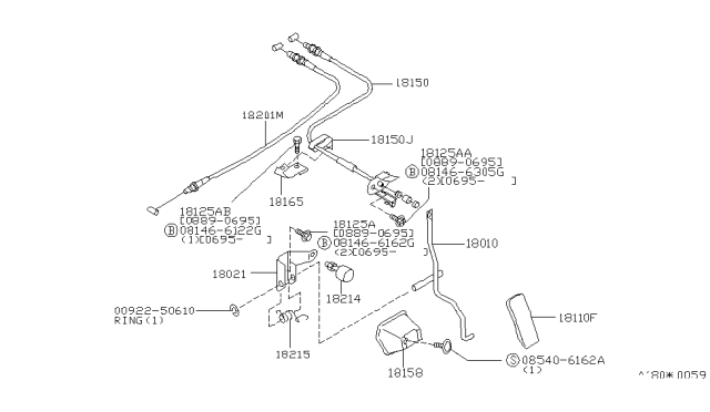 1993 Infiniti Q45 Clip-Wire,Accelerator Diagram for 18221-60U01