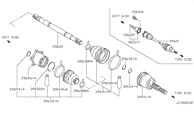 1995 Infiniti Q45 Repair Kit-Seal,Outer Diagram for 39241-17V26