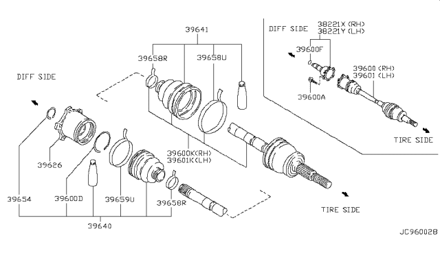 1991 Infiniti Q45 Band-Rubber Boot,Rear Drive Shaft Diagram for 39242-17V20