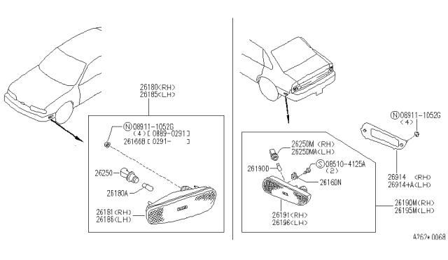 1992 Infiniti Q45 Side Marker Lamp Diagram