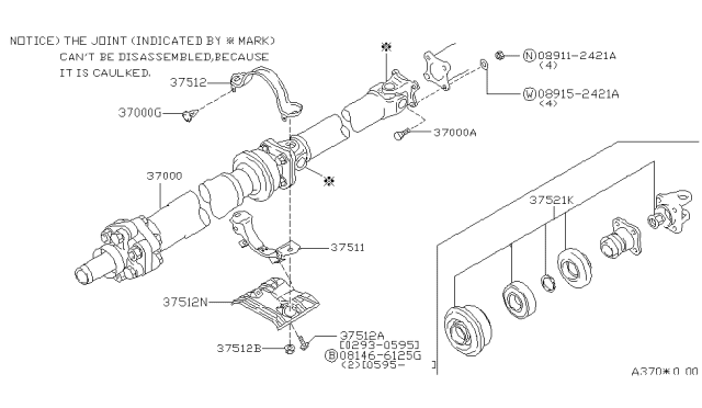 1993 Infiniti Q45 Bearing Kit-Center Diagram for 37521-66U25