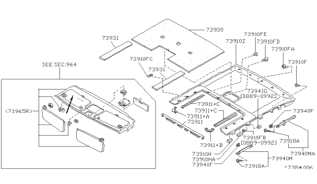 1993 Infiniti Q45 Roof Trimming Diagram