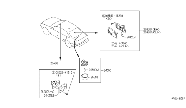 1994 Infiniti Q45 Lamp Assembly-Door Step,LH Diagram for 26425-60U00