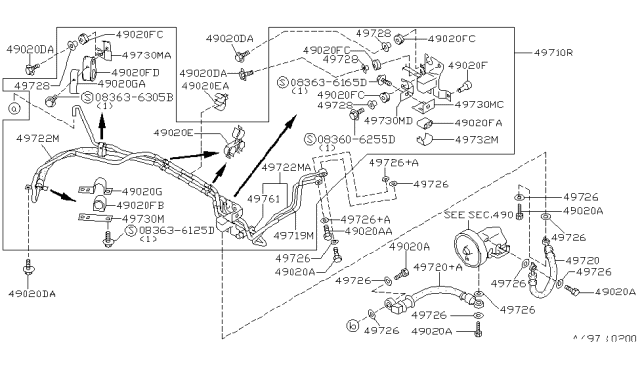 1995 Infiniti Q45 Power Steering Piping Diagram 1