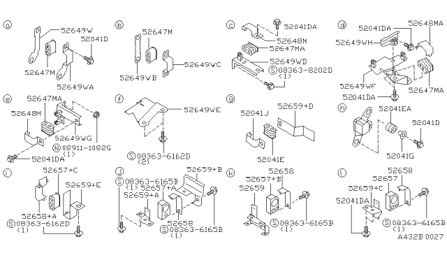 1990 Infiniti Q45 Bracket-Tube Diagram for 52649-62U00