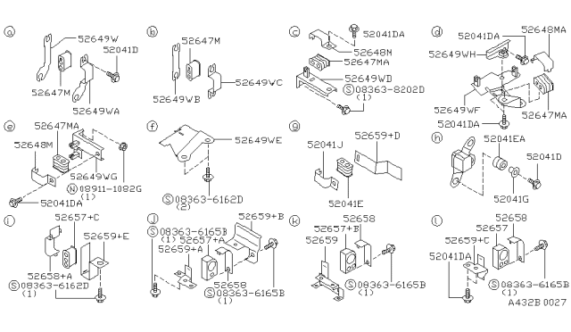 1990 Infiniti Q45 Insulator-Tube Diagram for 52657-62U11