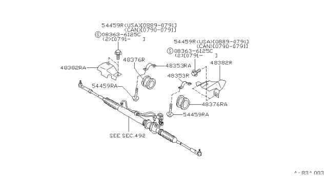 1990 Infiniti Q45 Insulator Diagram for 54445-60U00